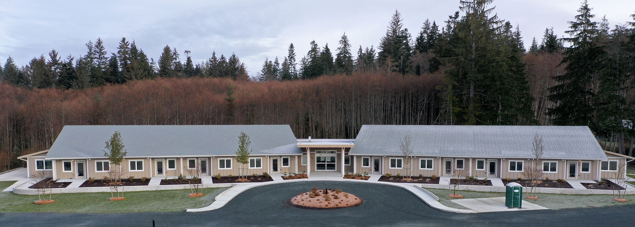 QISHS Building Panorama in Quathiaski Cove